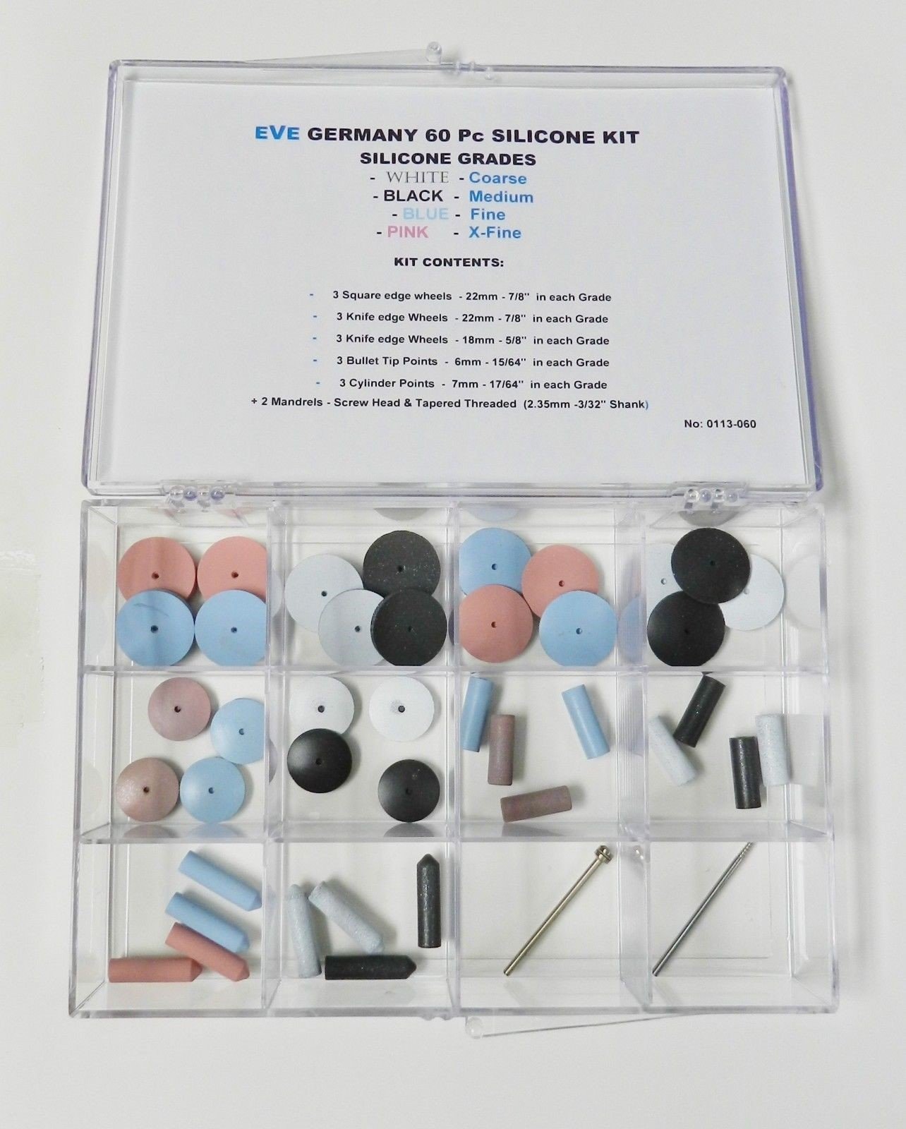SILICON SOFTEE STARTER KIT, Contains 60 of our most popular unmounted styles and 2 mandrels in a handy clear box.EVE-GERMANY