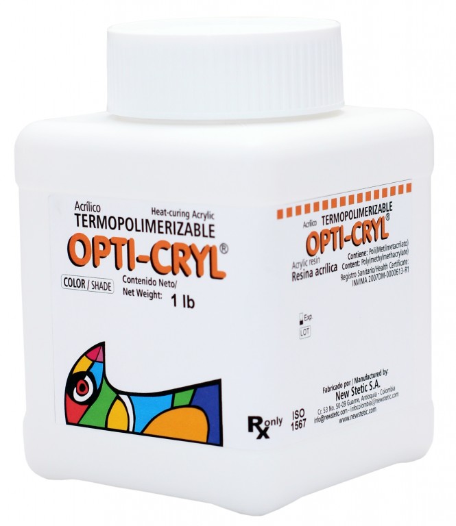 OPTICRYL - Acrylic Resin Heat Cure Dark Pink Veined Powder Only 1lb