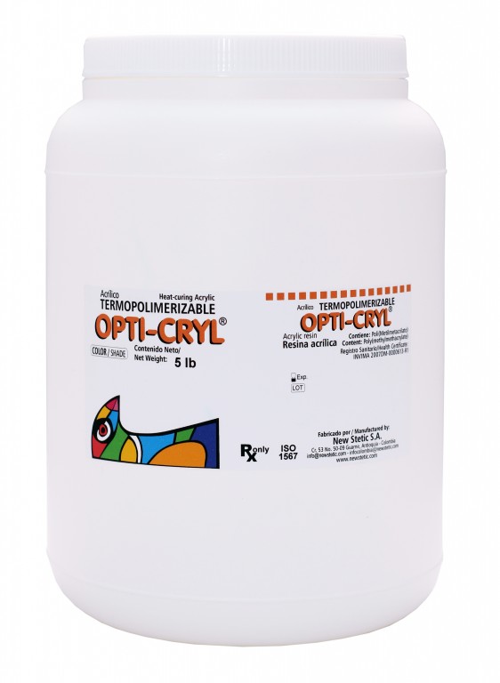 OPTICRYL - Acrylic Resin Heat Cure Dark Pink Veined Powder Only 5lb