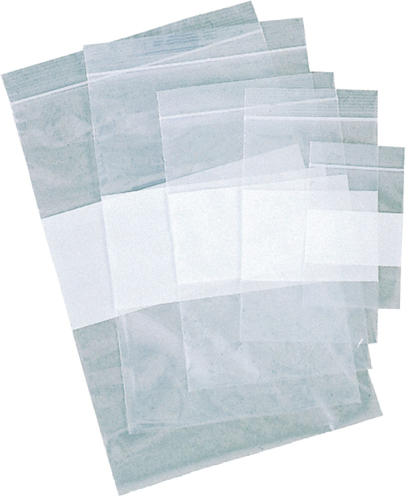 ZIP SEAL PLASTIC BAGS 2"x2" with WHITE WRITE ON BLOCK 2 MIL 1000 bags, packed in 100"s