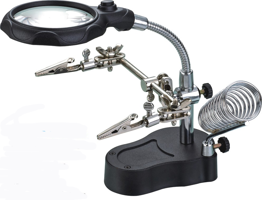 THIRD HAND HOLDER WITH MAGNIFIER AND LIGHT
